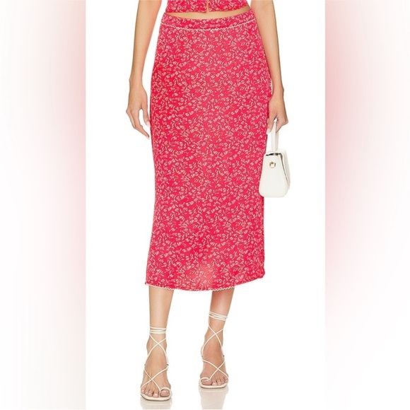 For Love and Lemons Chianti top and barbera midi skirt set pink XS - Picture 5 of 12